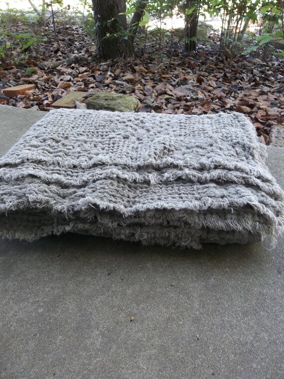 Crumpled Linen Throw Fringed Blanket Jacquard Linen Bedspread