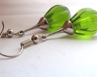 Green Earrings, Drop Earrings, Dangle Earrings