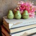 Gift for grandma, love you grandma pears ...Three handmade decorative clay pears...3 Word Pears, vintage green, Birthday Christmas gift