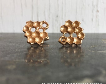 Honeycomb Cuff Links Bronze, beehive cufflinks
