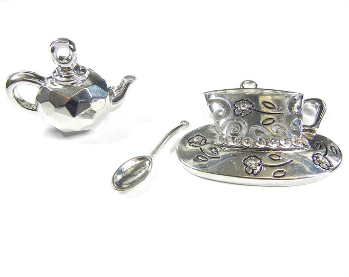 Set of Silver-tone Tea Serving Charms