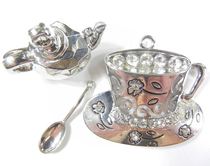 Set of Silver-tone Tea Serving Charms