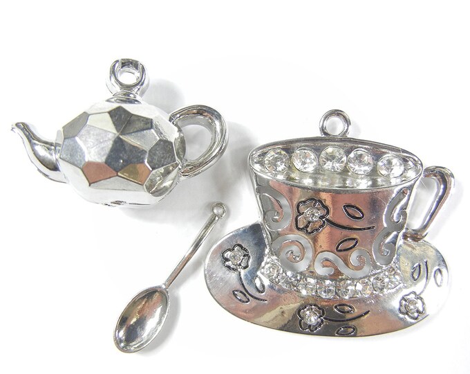 Set of Silver-tone Tea Serving Charms