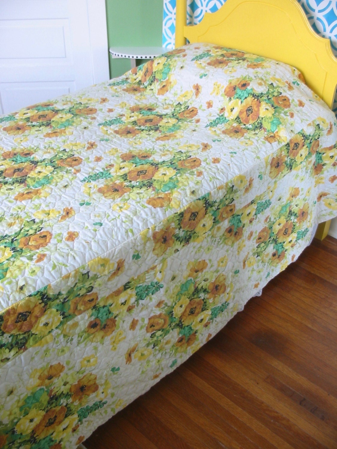 Vintage Bedspread Quilted Bedspread Vintage Bedding Floral