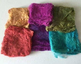 Silk Hankies, Matawa Silk Hankies, Felting Supplies -- Lower Price!