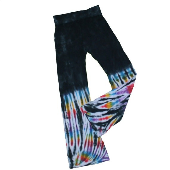 Items similar to Yoga Pants in Black Rainbow Tie Dye- Girls and Womens ...