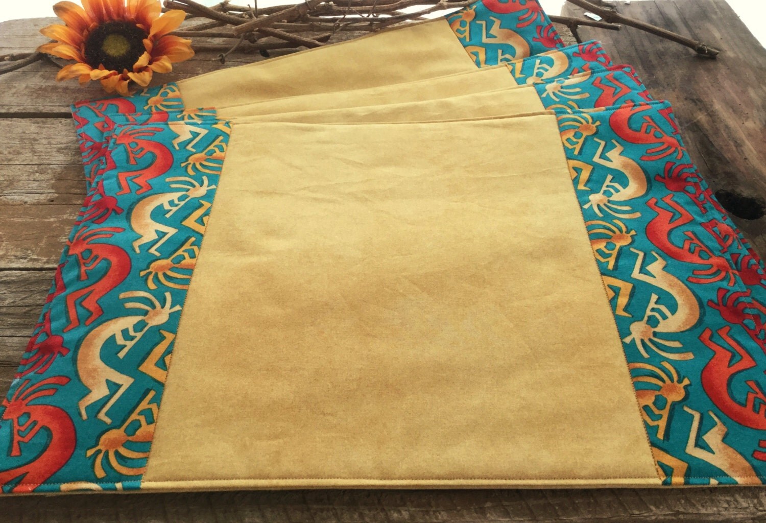 Southwest Placemats Kokopelli Fabric by DarkRidgeCreations on Etsy