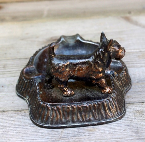Vintage Scottie Dog Metal Ashtray