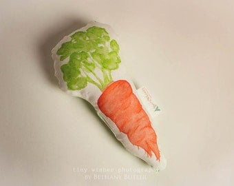 Watercolor Carrot Plush Baby Rattle