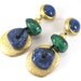 Chunky 70s Boho Hippie Clip On Earrings Cobalt Blue Green And Gold Resin Vintage Jewelry