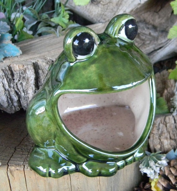 Frog Ceramic Kitchen Sponge Holder Vintage Style Ash Tray