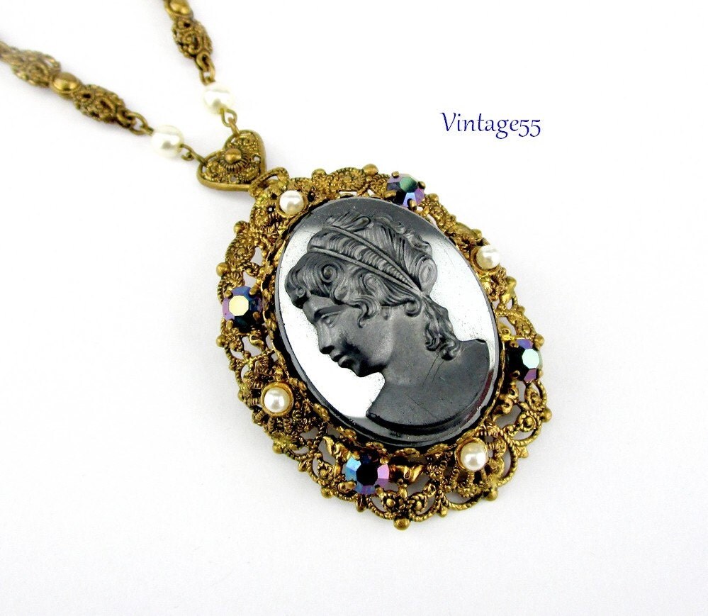 Necklace West Germany Cameo Pendant Brooch