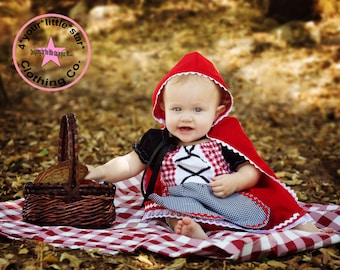 Storybook Character Little Red Riding Hood Costume Dress for babies includes cape sizes 0-3 mos to 2t Halloween