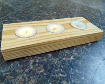 Wooden Tea Light Holder - Wood Candle Holder - Square Candle Holder - Reclaimed Wood