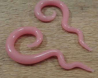 Glass spiral 4g pink glass spiral 4 gauge