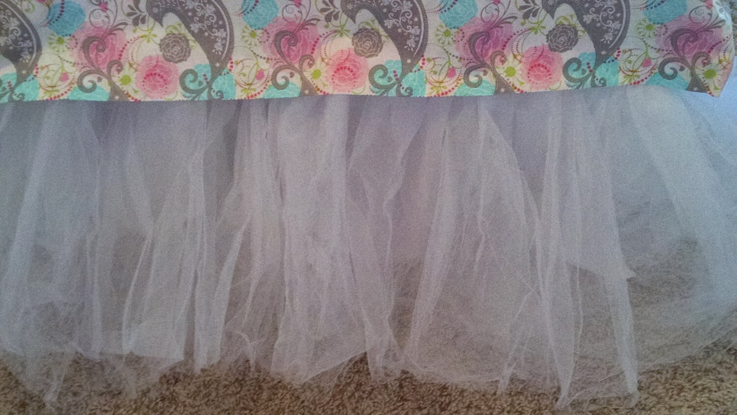 Tulle..Tutu.. Bed Skirt..Bedskirt..White..Twin or Full