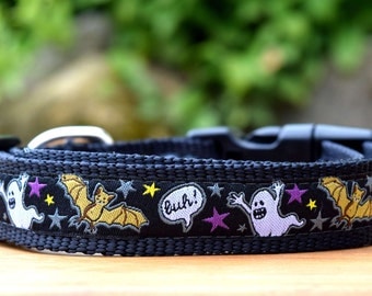Halloween Dog Collar / Black 3/4" or 1" wide Collar for Dogs / Made in Australia / XS, Small, Medium, Large or XL pet collar