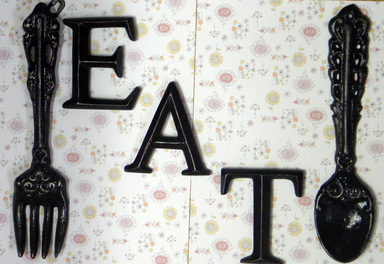 Fork Spoon Eat Wall Decor Set Shabby Chic by TamarasTreasureTrove