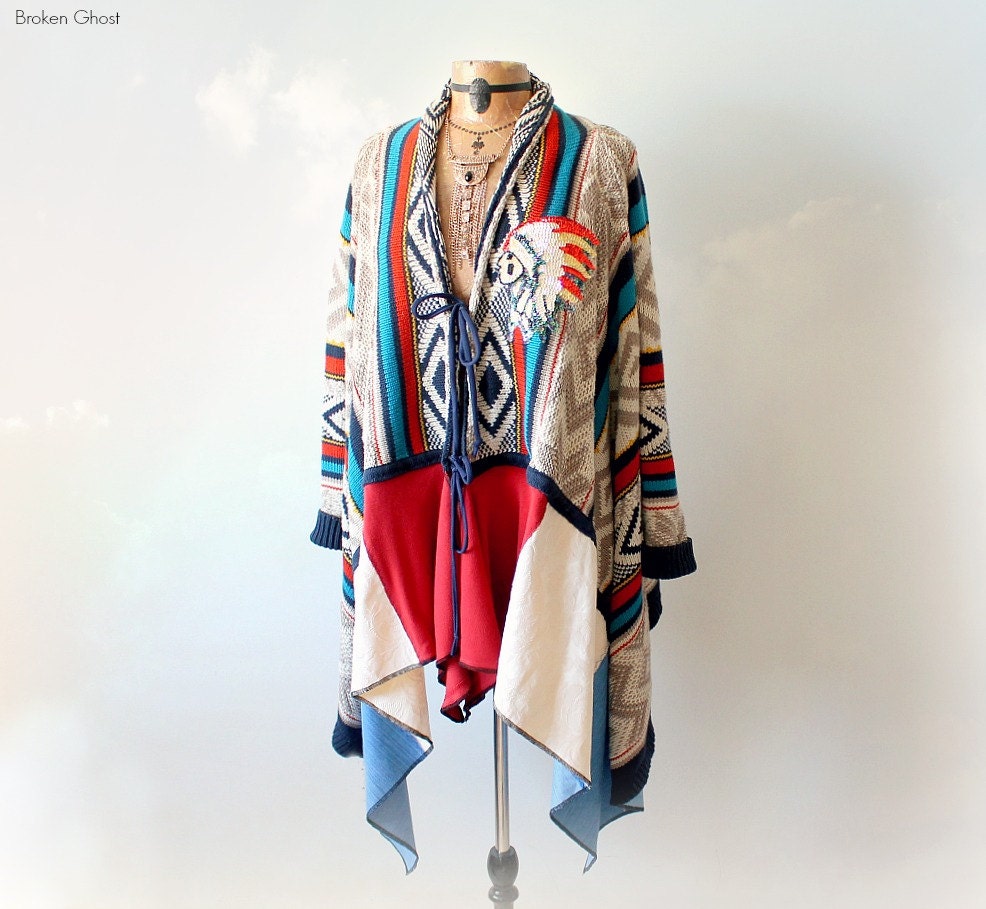 Southwestern Tribal Women's Blanket Coat Draped Sweater
