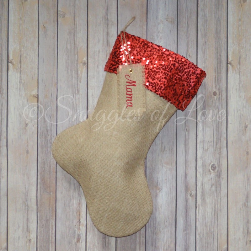 Burlap Christmas Stocking Personalized Burlap By SnugglesofLove