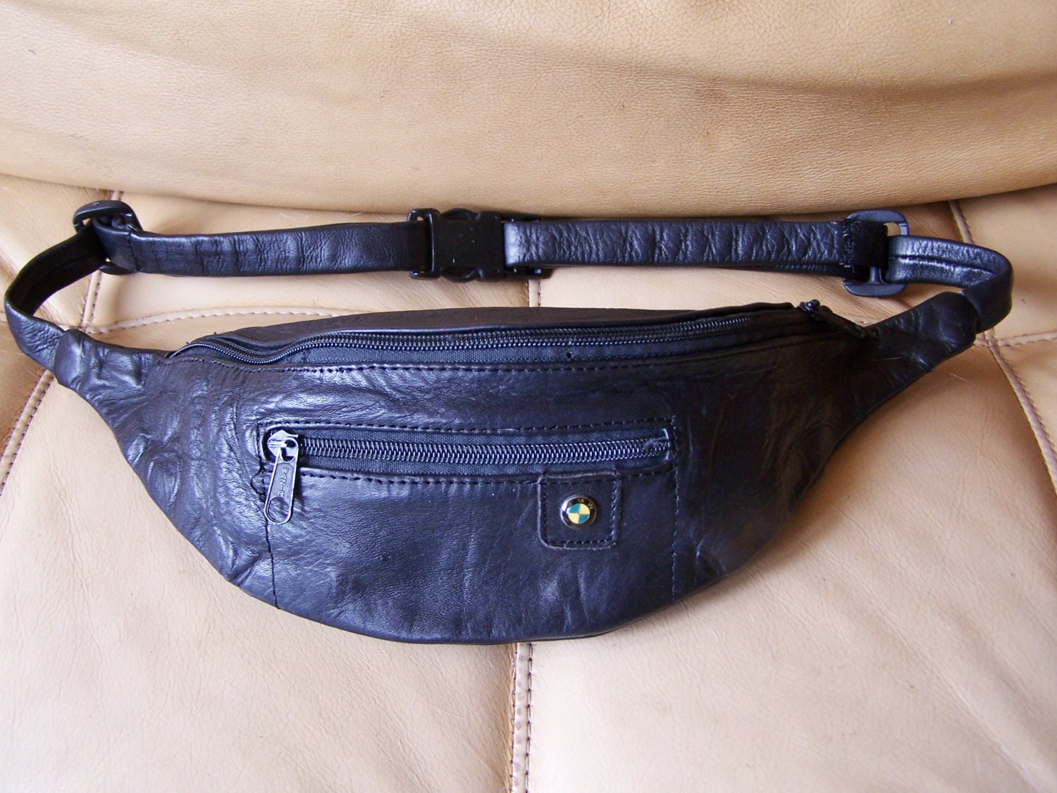 Leather Fanny Pack Black Fanny pack Black by GreenMarketVintage