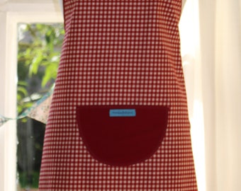 Red and White Check Print Apron. Womens/Mens Full Apron