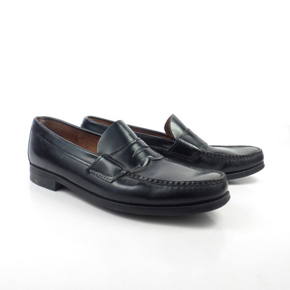 Dexter Penny Loafers Vintage 1980s Black Slip on Shoes Dress