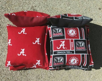 Alabama Crimson Tide Cornhole Bags - Bama Set of 8 Corn hole Baggo Bean Bag Toss