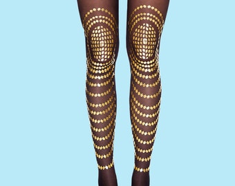 Gold printed tights available in S-M, L-XL