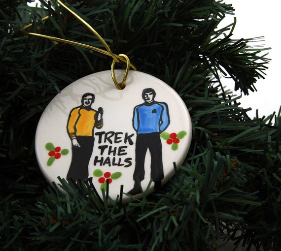 Star Trek Christmas Ornament with Kirk and Spock ceramic gift