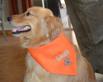 Personalized Dog Bandana with Paw Print - Custom Colors