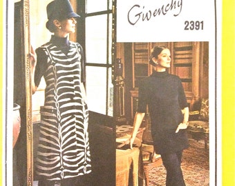Givenchy 60s Vogue Paris Original 1947 Semi-fitted A-line midi COAT Straight-leg Pants TOP bias collar Vintage Sewing Pattern Bust 36