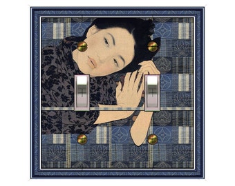 0348a Beautiful Asian Girl Resting Switch plates Mrs Butler (Choose price & configuration from dropdown box)