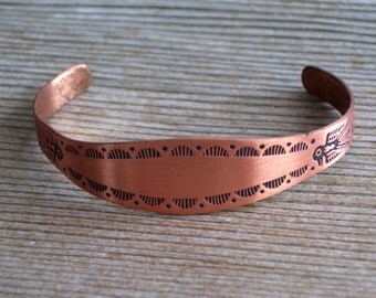 Southwestern Cuff Bracelet, Vintage Copper Cuff Bracelet, Vintage Tribal Cuff, Southwestern Tribal Copper Bracelet, Knifewing Arrow Bracelet