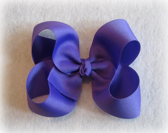 Large Boutique Hair Bow, Perwinkle Purple Bow, Big Classic Hairbow, 4 5 inch Bow, Single Layer Bows, Large Boutique Bow, Big girls bows, 45G