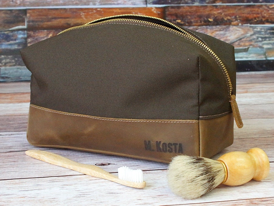 Mens Toiletry Bag & Personalized Dopp Kit Groomsmen Gift