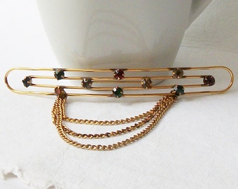 Vintage M&S Rhinestone Brooch Bar Brooch