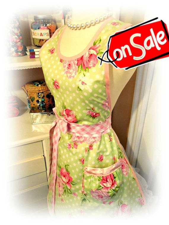 Handmade woman's apron over the head ON SALE floral apron