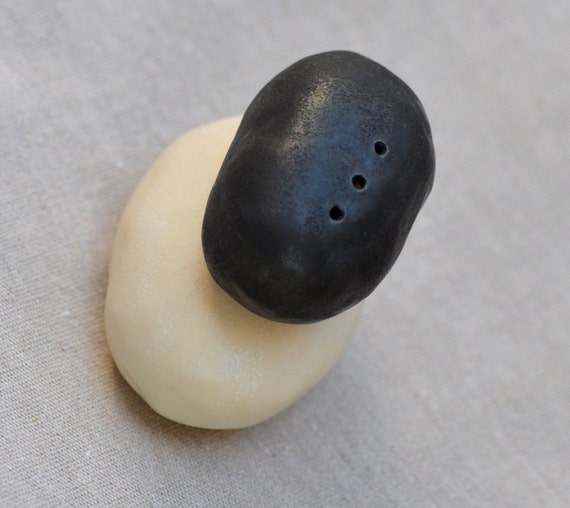 Salt and Pepper Stone Shakers . Ceramic Zen Black by ZenCeramics