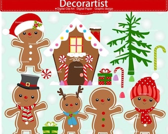 ON SALE Christmas gingerbread clipart, gingerbread clipart, gingerbread house clipart, Christmas clipart, instant download