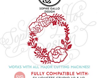Rose Garden Floral Wreath SVG DXF PNG digital download file Silhouette Cricut vector graphics Clipart Vinyl Cutting Machines Screen Printing