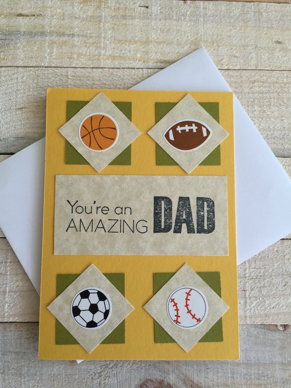 Items similar to Handmade Card for Dad Sports Theme Baseball