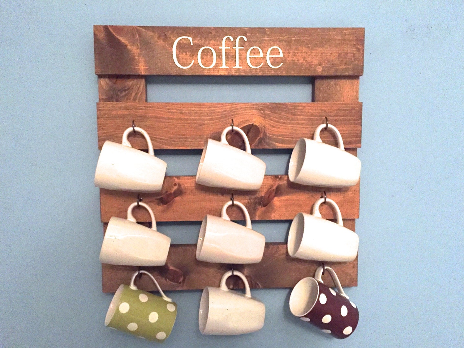 Coffee mug holder rustic mug rack coffee cup display rustic