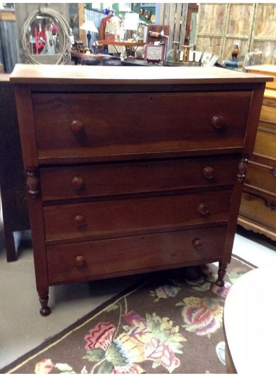 Beautiful Antique 1800's Empire Cherry Dresser 21d42w46h