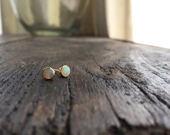Opal Earrings, Opal Studs, 14k Opal Studs, Opal Bezel Earrings, Opal Bezel, Australian Opal, Cabachon Opal, Bezel Earrings, Bezel Studs