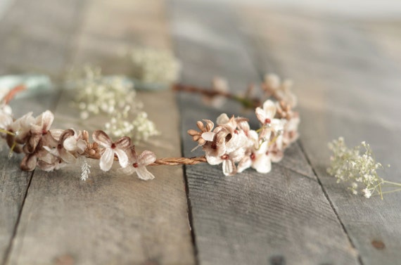 Rustic Woodland Bridal Crown Floral Circlet Fall Wedding 5059