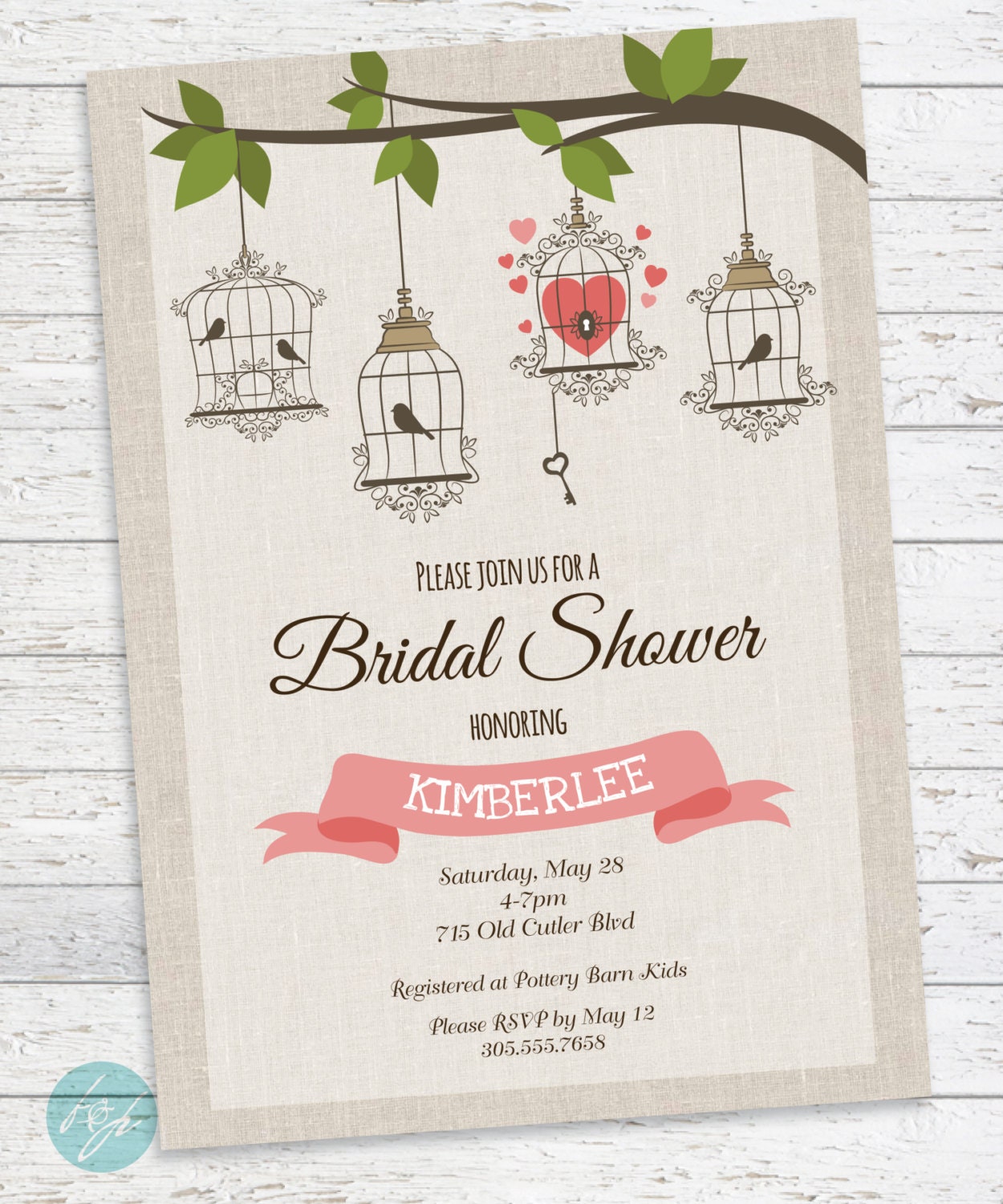 Rustic Vintage Bridal Shower Invitations 8