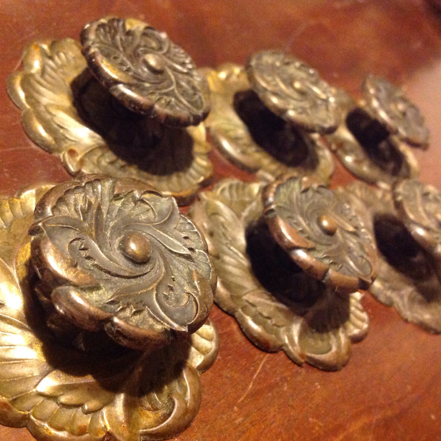 Vintage Metal Floral Knobs or Drawer Pulls. Haute Juice