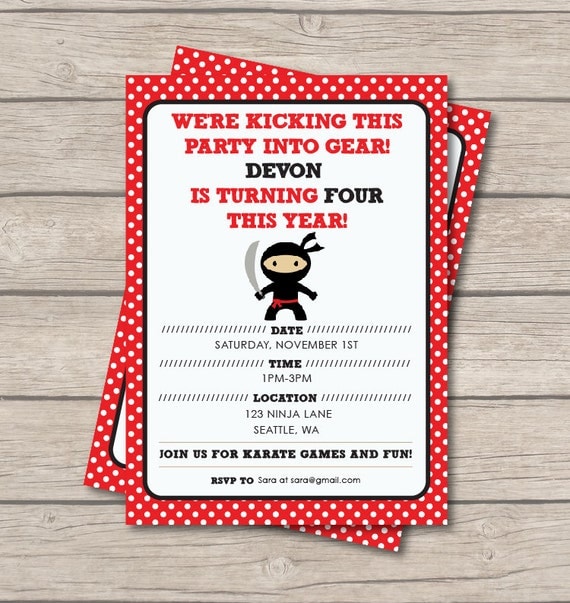 Items similar to Ninja Birthday Party Invitation - Ninja Boy Invite ...