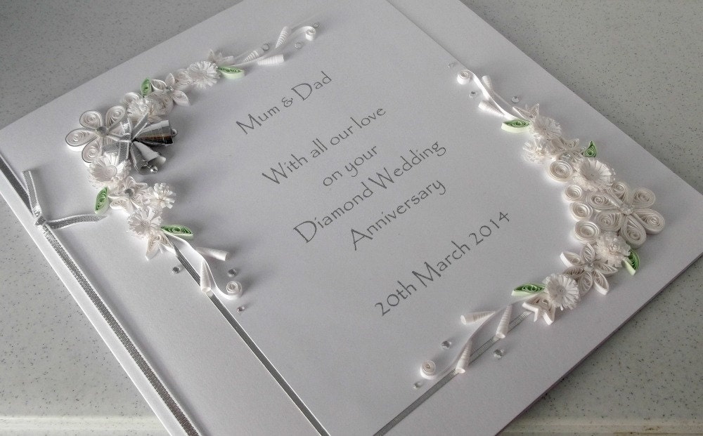 quilled 60th diamond wedding anniversary card mum and dad